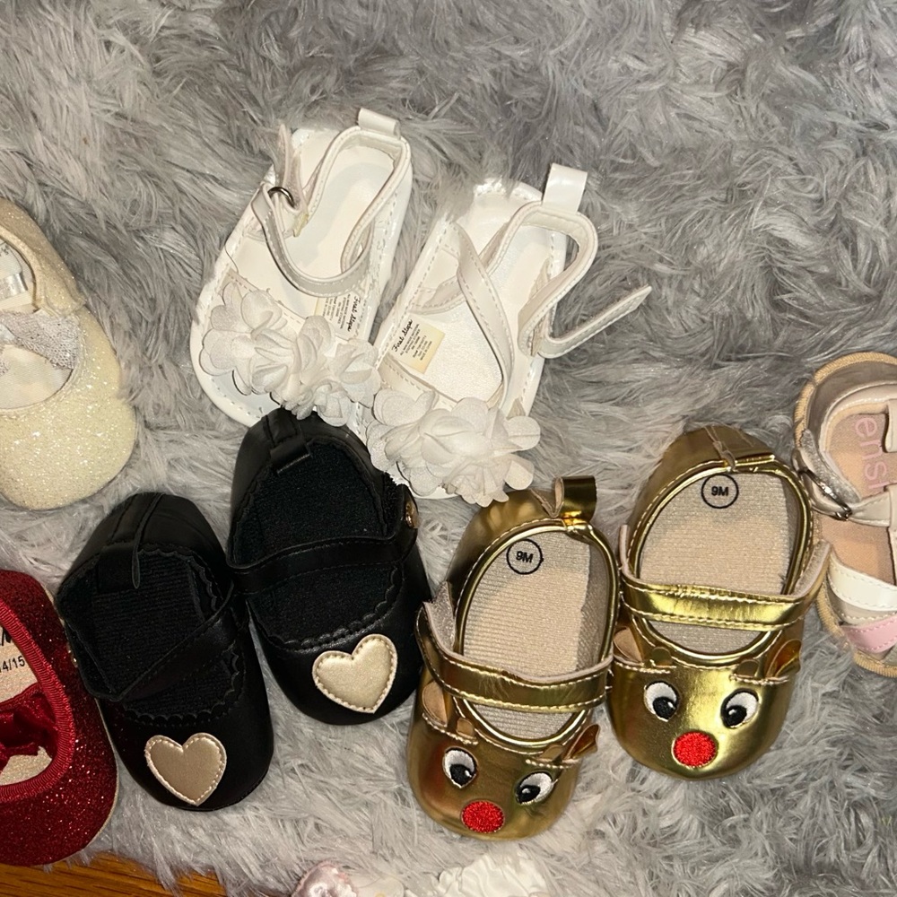 H&M White, Black, and Gold Baby Shoes Set